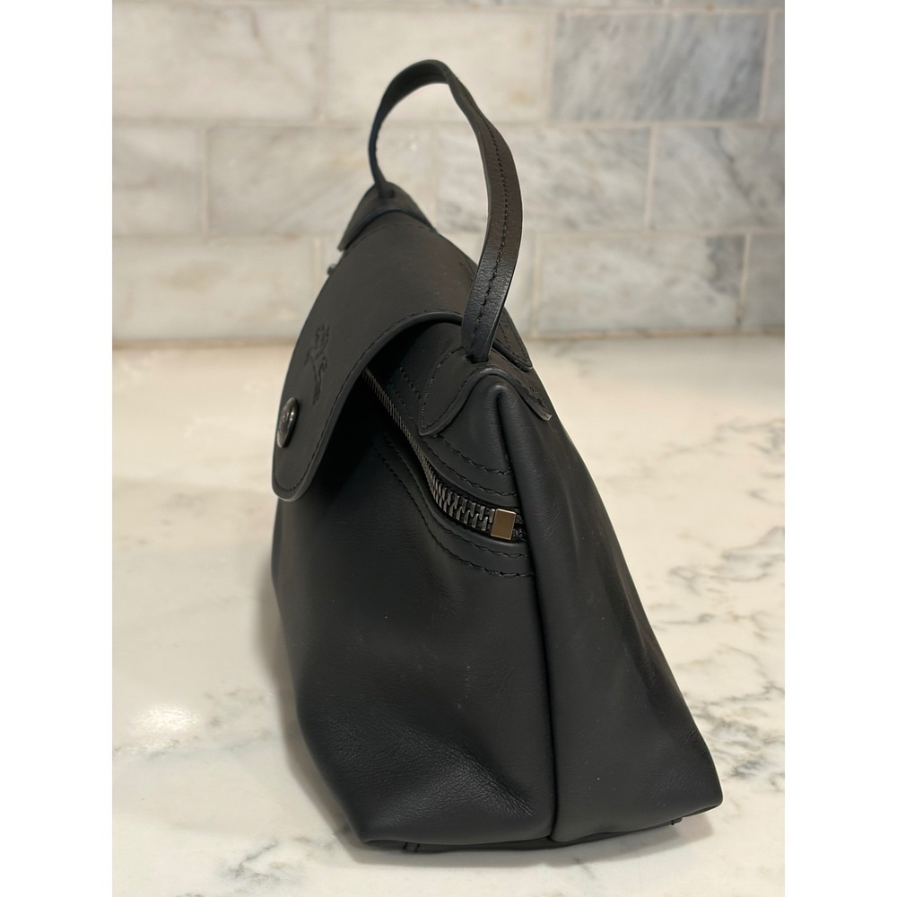 Longchamp Le Pliage Cuir Black Leather Clutch - Picture 3 of 14